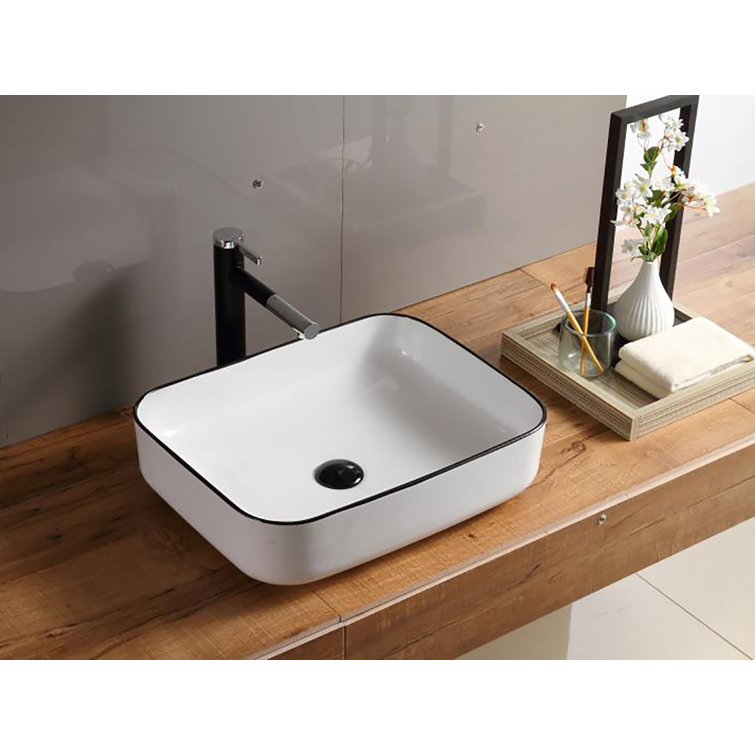 Hometure Above Ceramic Rectangular Vessel Bathroom Sink & Reviews